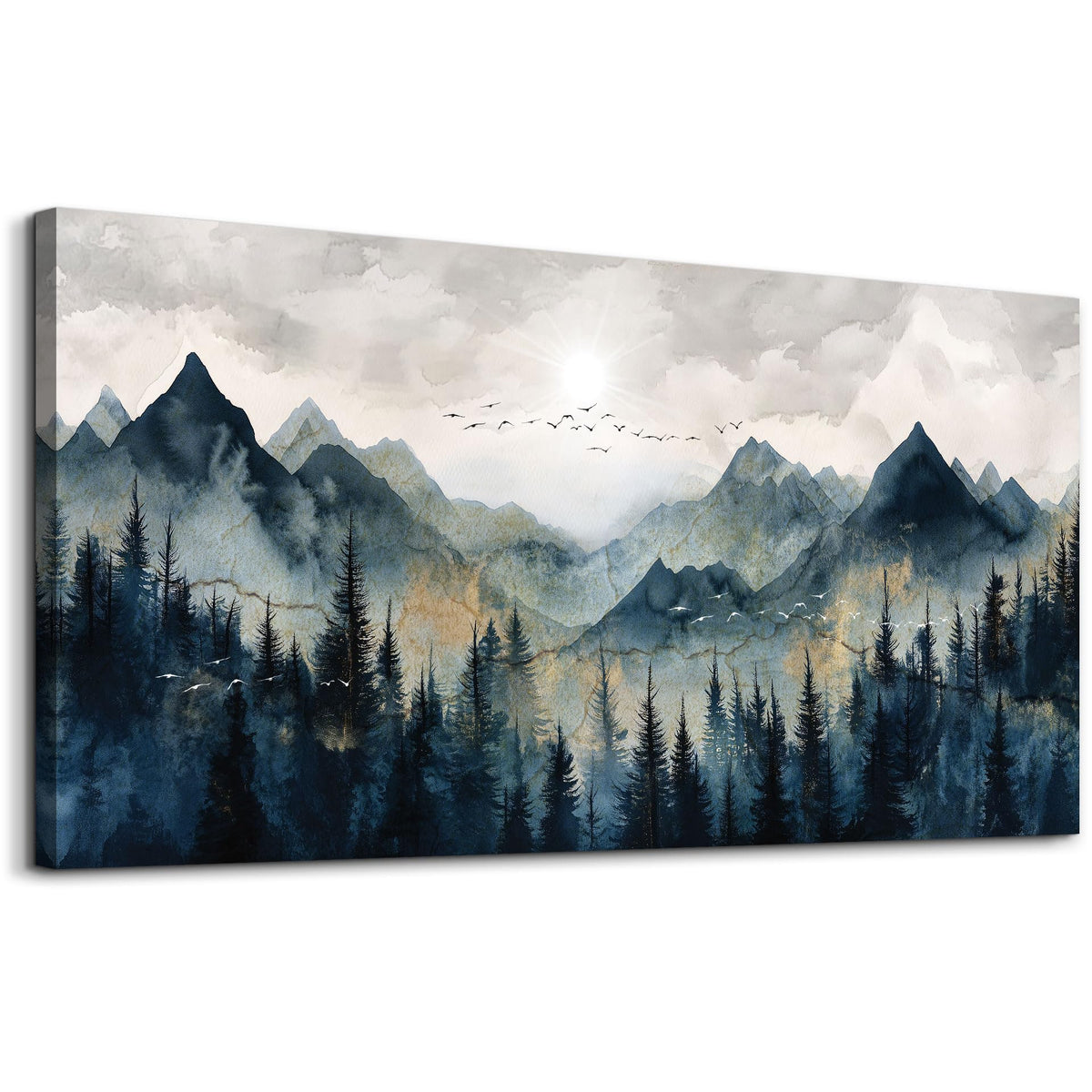 ERQINHUA Canvas Wall Art For Bedroom Wall Decorations For Living Room Modern Office Wall Decor Abstract Watercolour Painting Mountain Landscape Pictures Printed Artwork Home Decor 20"X40"
