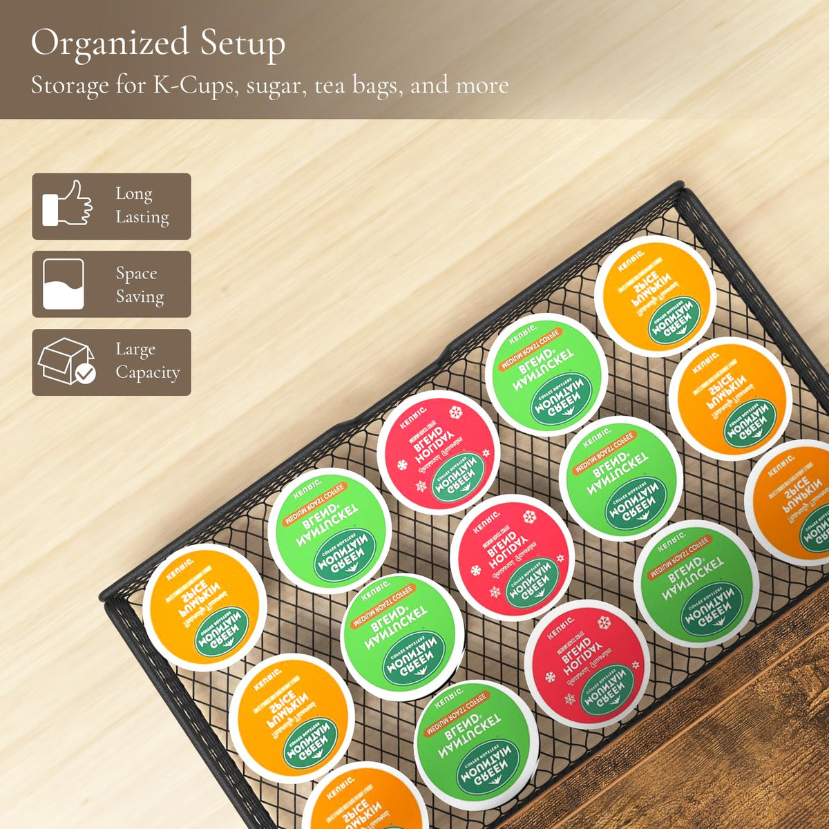 BCOZLUX Coffee Bar Organizer, 3 Tier Coffee Station Organizer for Countertop, Mug Cup Holder Stand with 12 Hooks, with K Cup Storage Drawer, Tea Organizers Accessories for Home Office