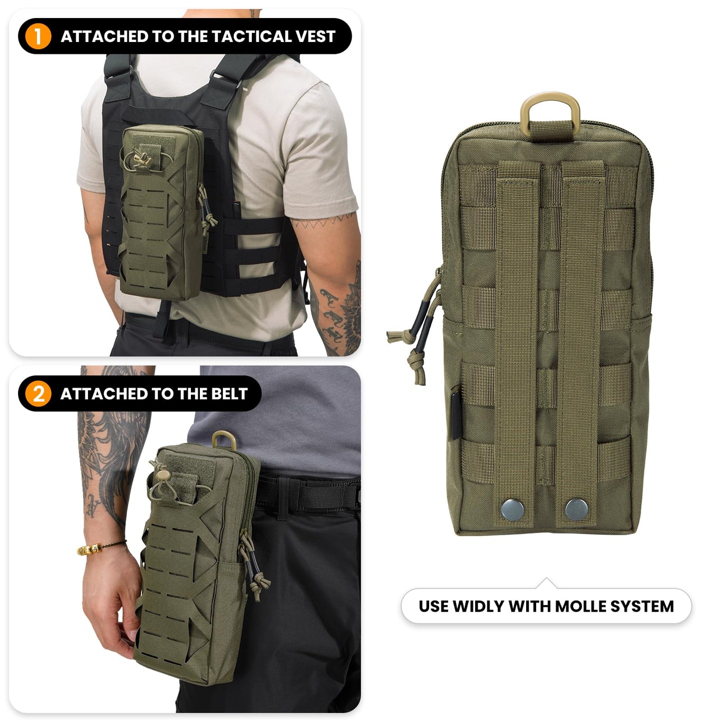 EXCELLENT ELITE SPANKER Tactical EDC Pouch Molle Utility Tool Pouches Gadget Organizer Pocket Waist Belt Bag(Ranger Green)