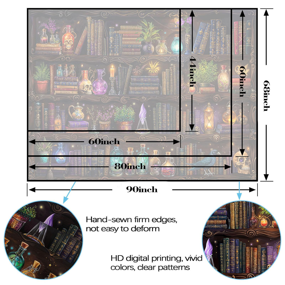 Spenlife Witch Bookshelf Tapestry Wall Decorative Tapestry Bookshelf Tapestries Wall Hanging for Bedroom Living Room Decor C 44"x60"