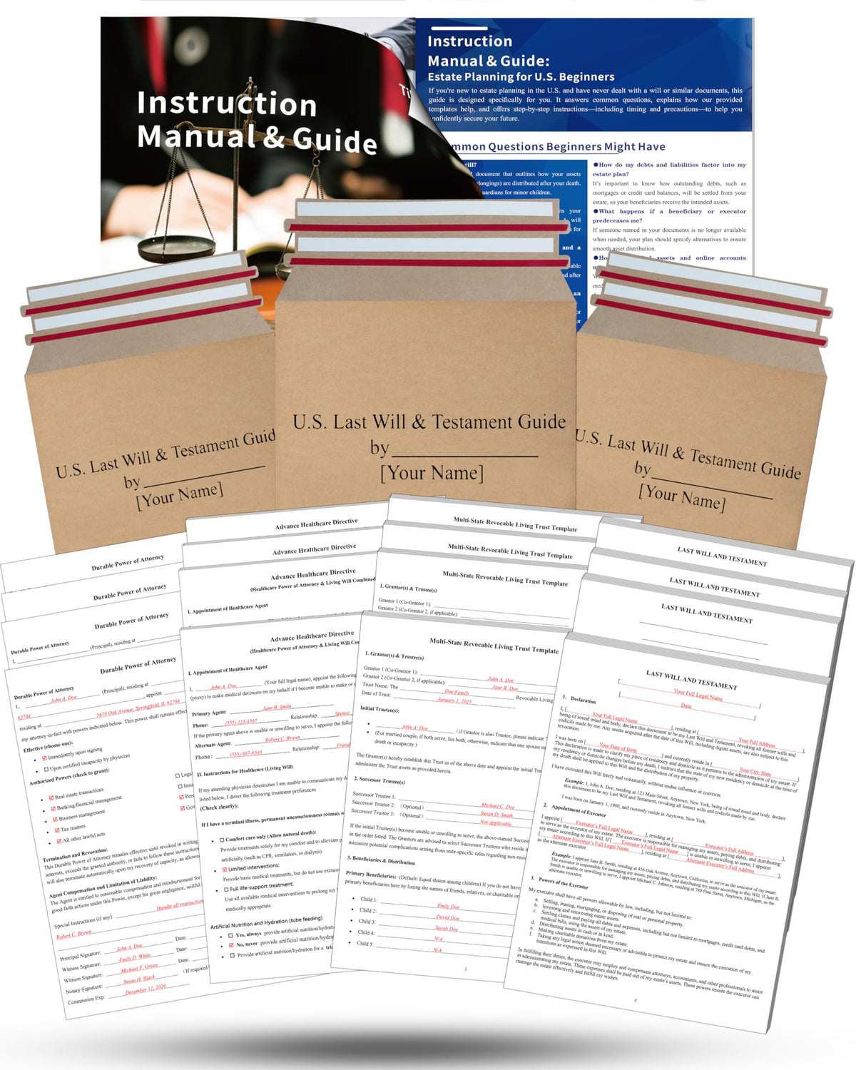 TillBio 2026 4-in-1 Estate Planning Kit – Includes Last Will, Living Trust & Power of Attorney Forms – Lawyer-Prepared Templates with Instructions – Valid in All 50 States（3pcs）