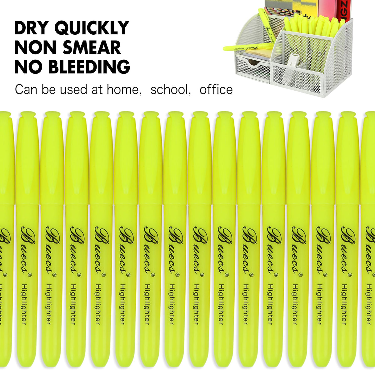 Buecs Highlighters Bulk Pack, 108 Count, Chisel Tip,Fluorescent Yellow, suitable for Adults Highlighting Planner Notes, Office School Supplies