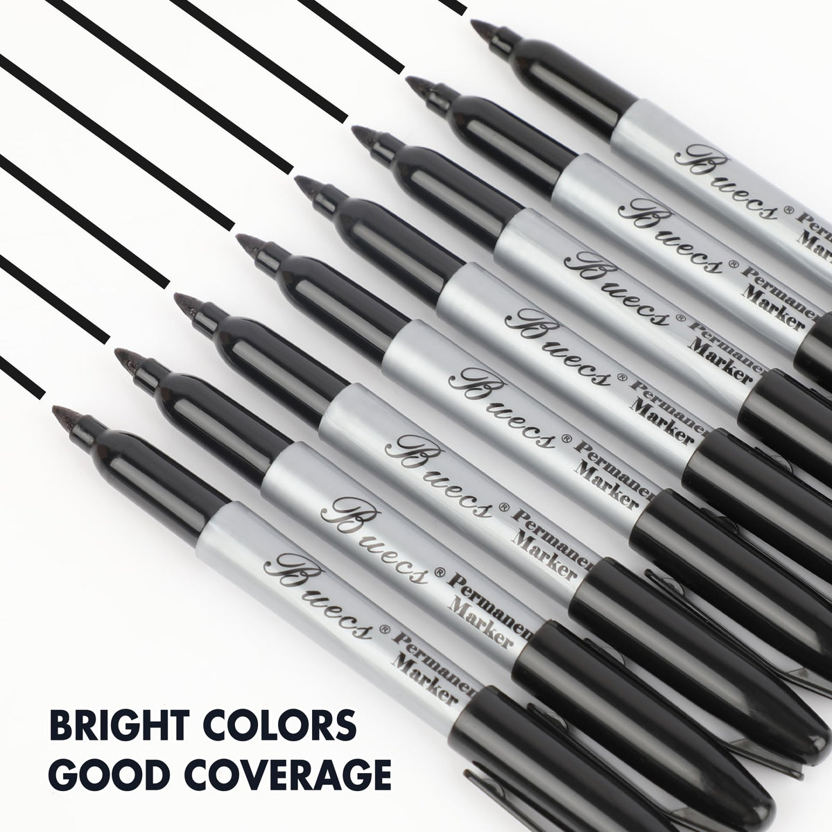 Buecs Permanent Markers, 200 Count Black Permanent Markers, Fine Point, Waterproof & Smear Proof Markers, Quick Drying, Office Supplies for School, Office, Home