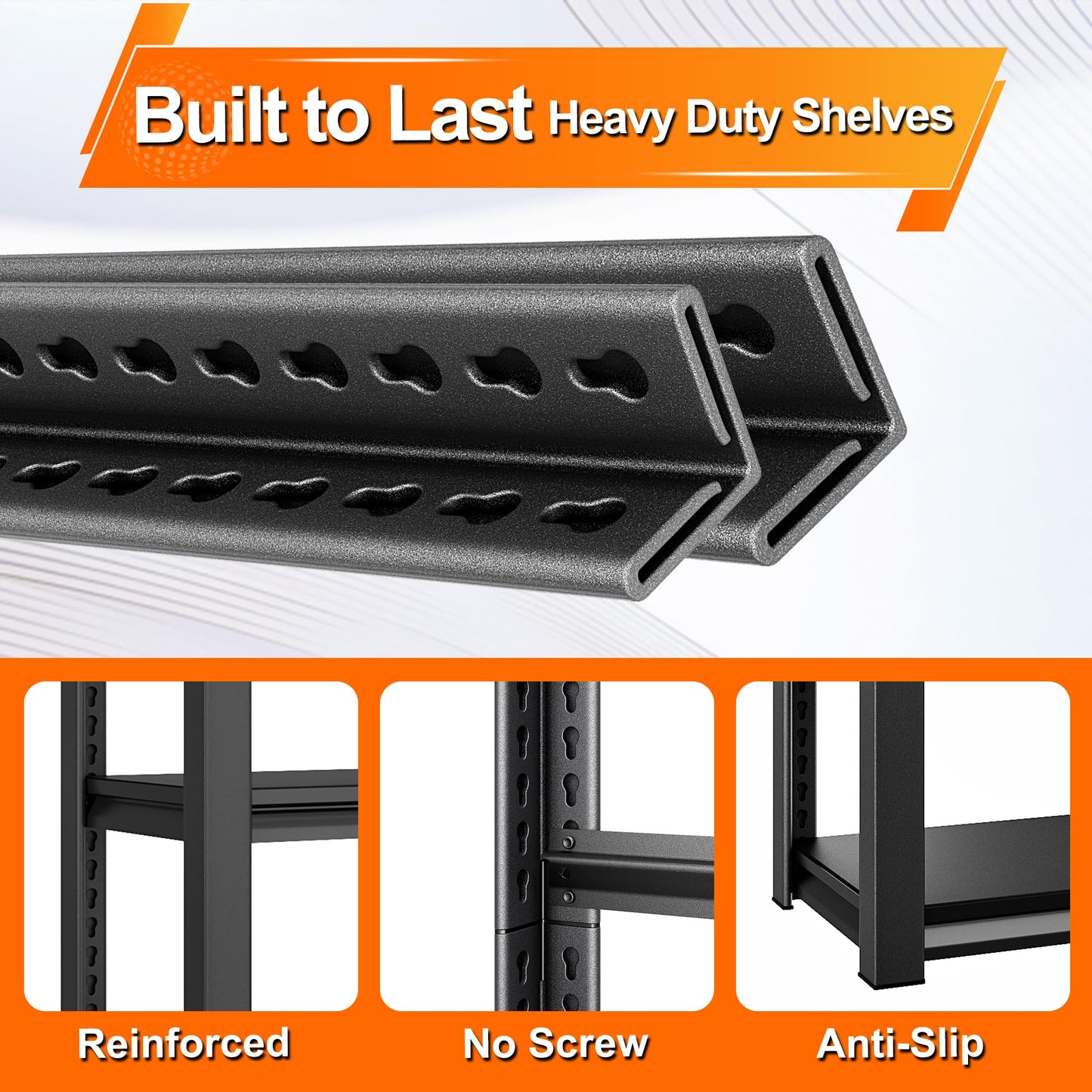 Huhaneon Metal Garage Shelving for Storage - 48'' Wide 1,560 Lbs Heavy Duty 3 Tier Utility Shelves Adjustable - Freestanding Rack Units for Kitchen Pantry Basement - Black 48" W x 16" D x 39" H