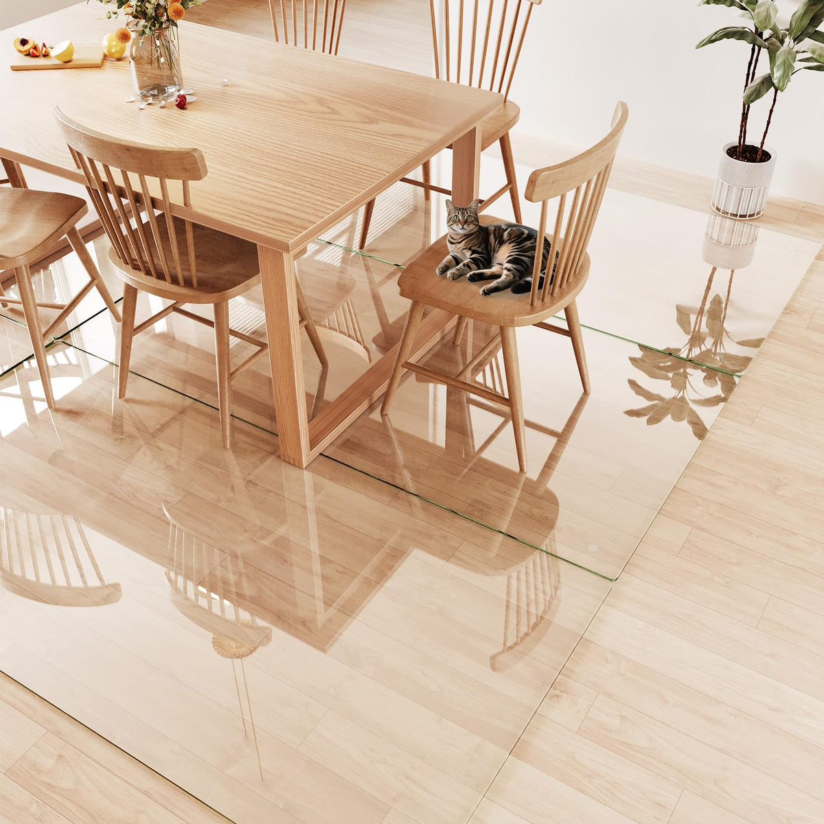 InfiniGlass Tempered Glass Chair Mat 80"x40" – Ultra-Clear Office Chair Mat for Hardwood Floors & Low-Pile Carpets – Heavy-Duty 0.2" Scratch-Resistant Surface with Non-Slip Pads – Supports 1,000 lbs