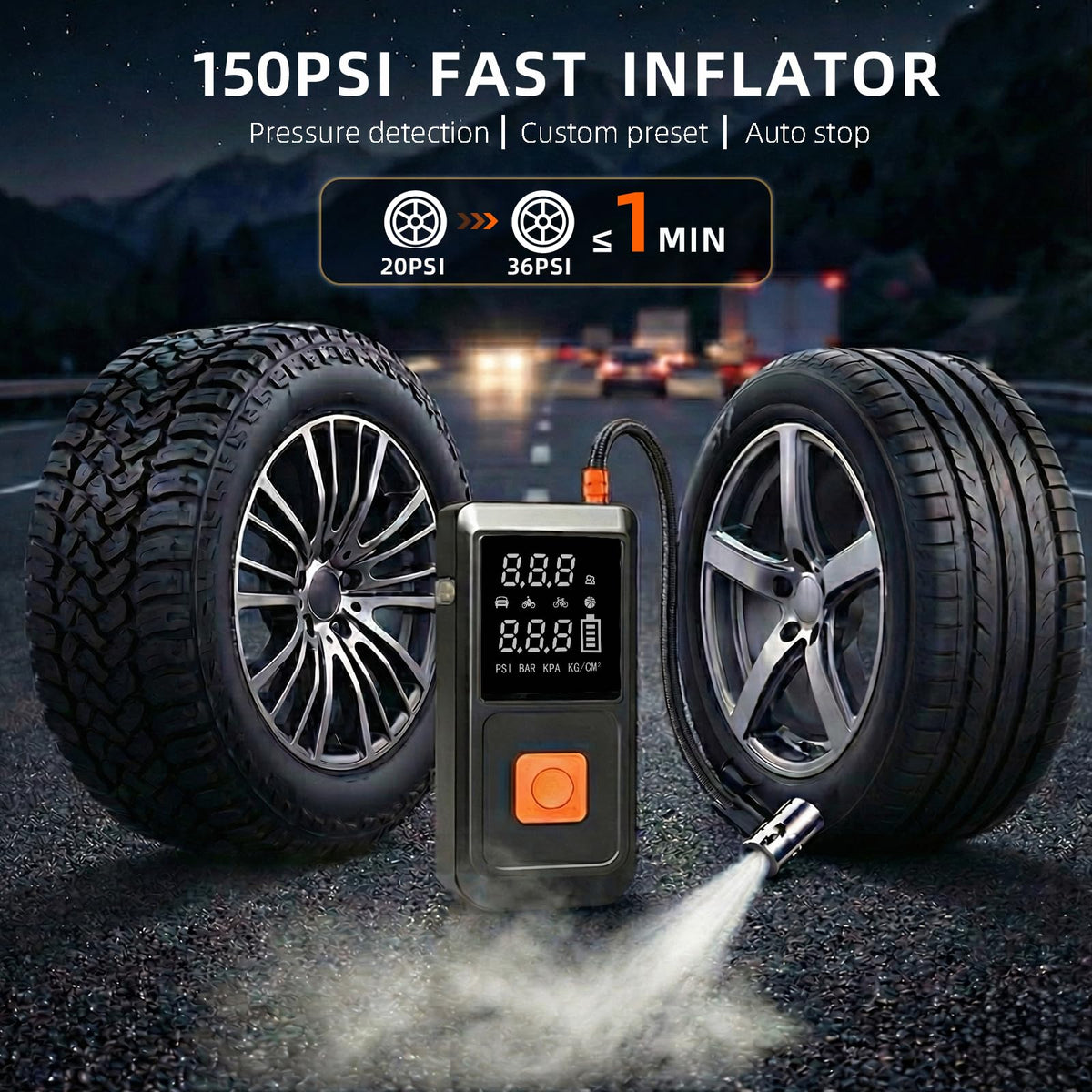GOLDFOREST 4000A Jump Starter with Air Compressor, Portable Car Battery Jumper Starter (10L Gas/8L Diesel), 150PSI Jump Box with Auto-Shutoff Tire Inflator, LED Light, Power Bank - Car Emergency Kit