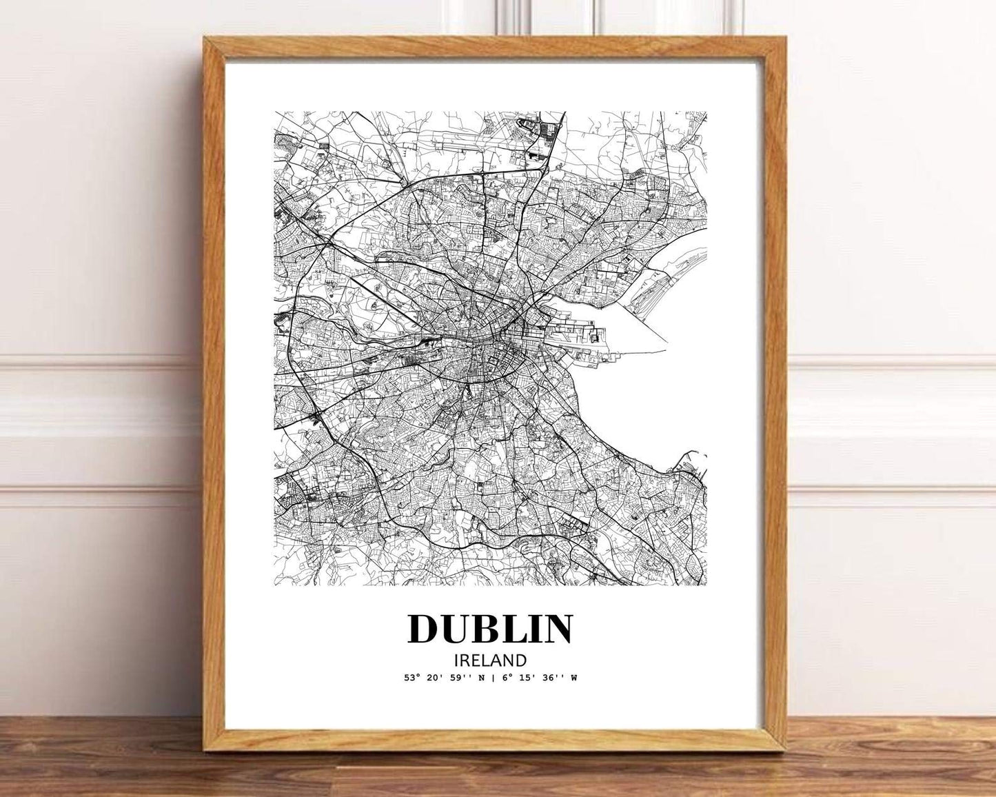Eleville 8X10 Unframed Dublin Ireland City View Abstract Road Modern Map Art Print Poster Wall Office Home Decor Minimalist Line Art Hometown Housewarming wgn312