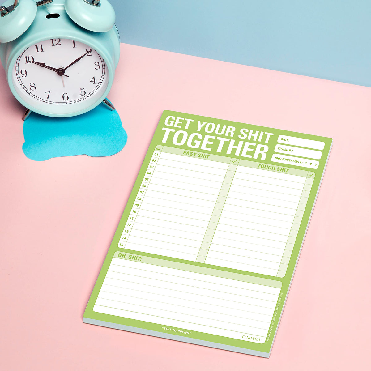1-Count Knock Knock Get Your Shit Together Pad, To Do List Notepad & Daily Planner Pad, 6 x 9-inches (Green)