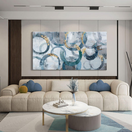 Mofutinpo Abstract Canvas Wall Art for Living Room, Modern Minimalist Wall Pictures Painting - Blue and Teal Room Decorations, cliques Framed Wall Art for Bedroom Office Artwork 20×40IN