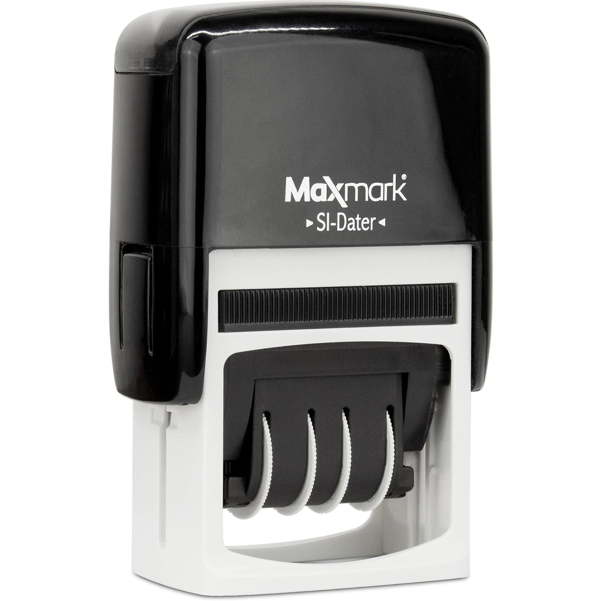 MaxMark Office Self Inking Date Stamp with Phrase Approved - 2 Color Blue/Red Ink
