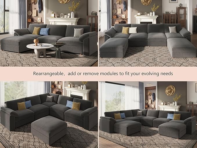 EASE MOOSE Sectional Modular Sofa, Comfty 3 Seat Cloud Couch, FSC Certified