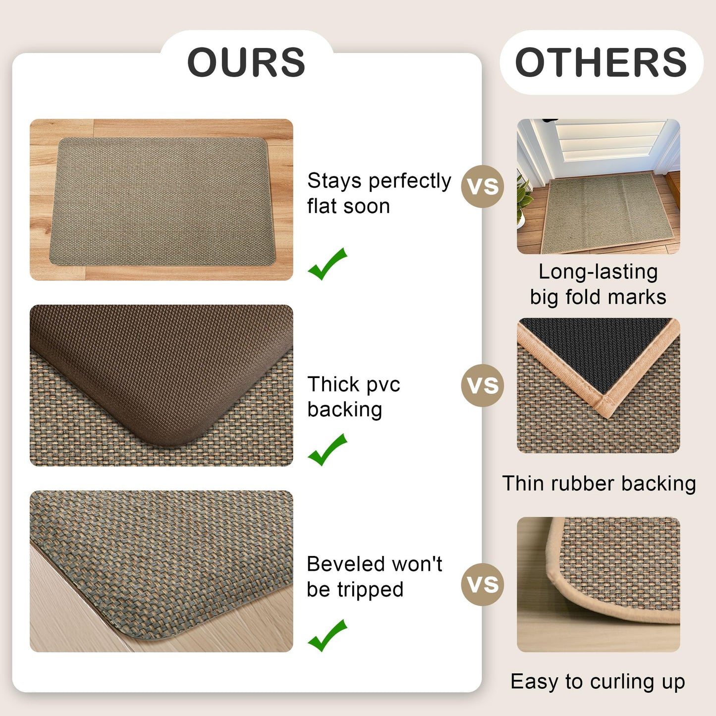 Tyrot Kitchen Mats 2PCS Cushioned Anti-Fatigue Kitchen Mats for Floor Non Slip Kitchen Rugs Absorbent Foam Comfort Standing Mat for Front of Sink, Office, Laundry(Grey/Green, 17.3"x28"+17.3"x47")