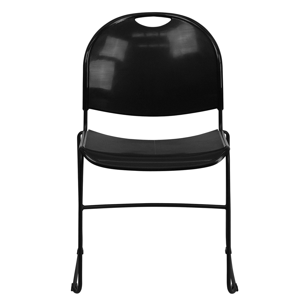 Flash Furniture Hercules Series Ultra-Compact Plastic Stacking Event/Waiting Room Chairs, Ergonomic Lobby Chairs with Contoured Seats, Set of 5, Black