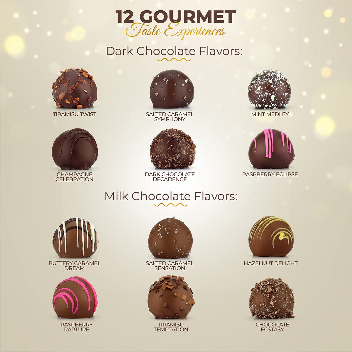 Happy Birthday Chocolates - 12 Assorted Milk & Dark Chocolate Truffles - Gourmet Box - Birthday Gifts for Women & Men, 6 oz