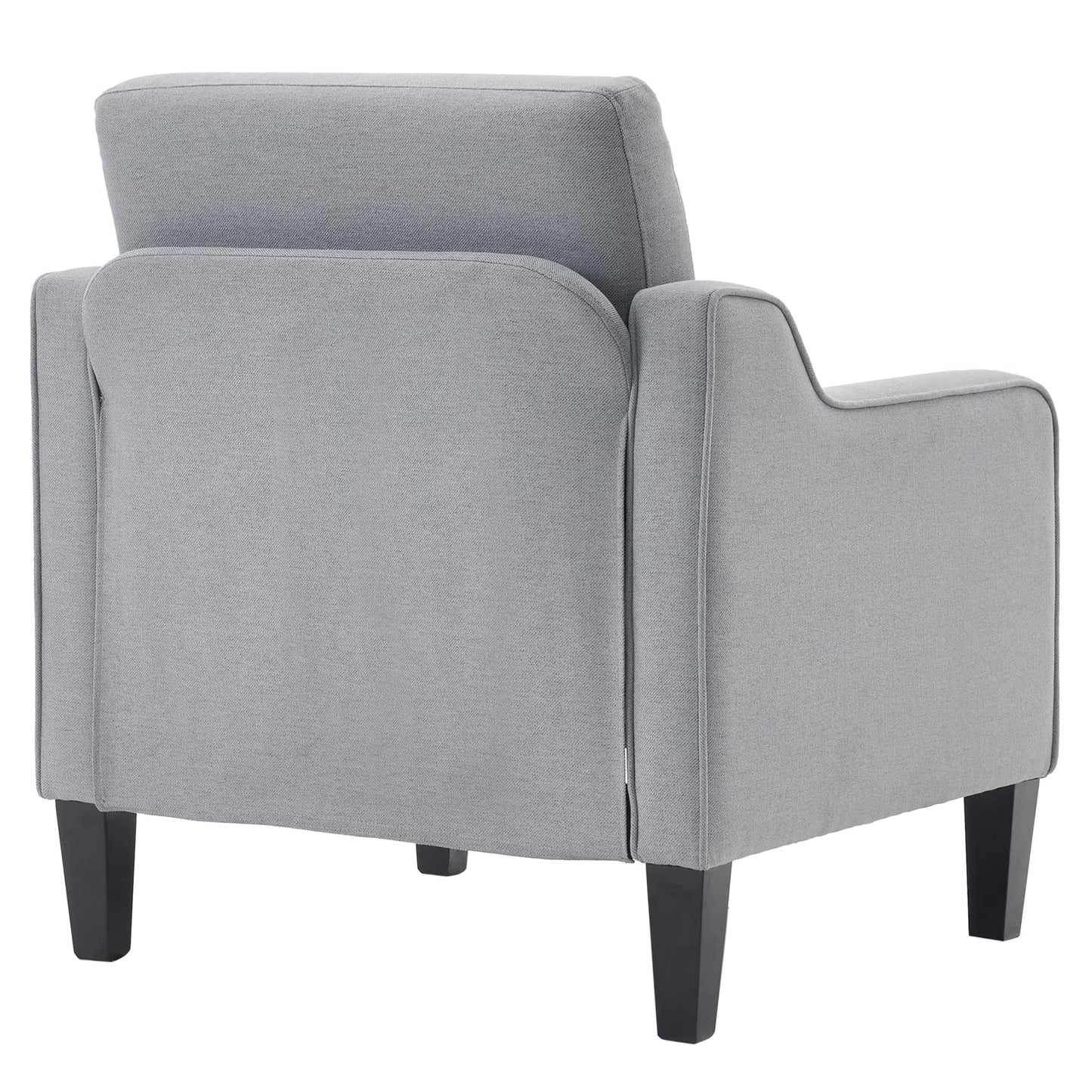 VINGLI Mid Century Modern Accent Chair, Light Grey Fabric Accent Chairs for Living Room Upholstered Armchair with Scooped Arms for Bedroom, Apartment, Studio, Office, Waiting Room