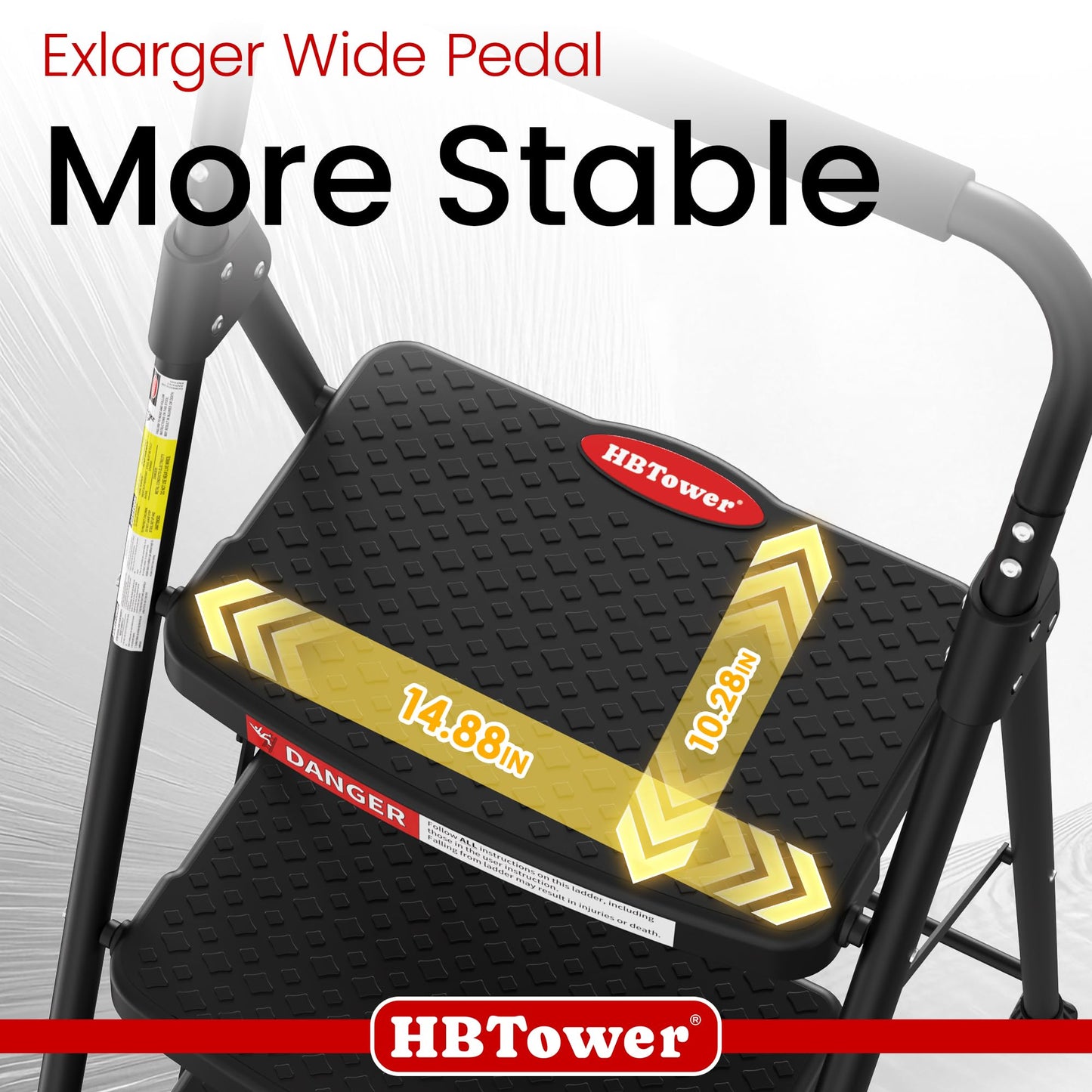 HBTower 4 Step Ladder, Step Stool Foldable with Wide Anti-Slip Pedal, Sturdy Steel Ladders for Home Adults Kitchen