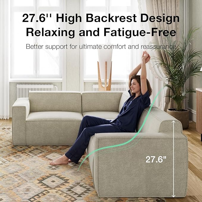 Novilla 134" Modular Sectional Sofa, No Assembly Cloud Sectional Couch