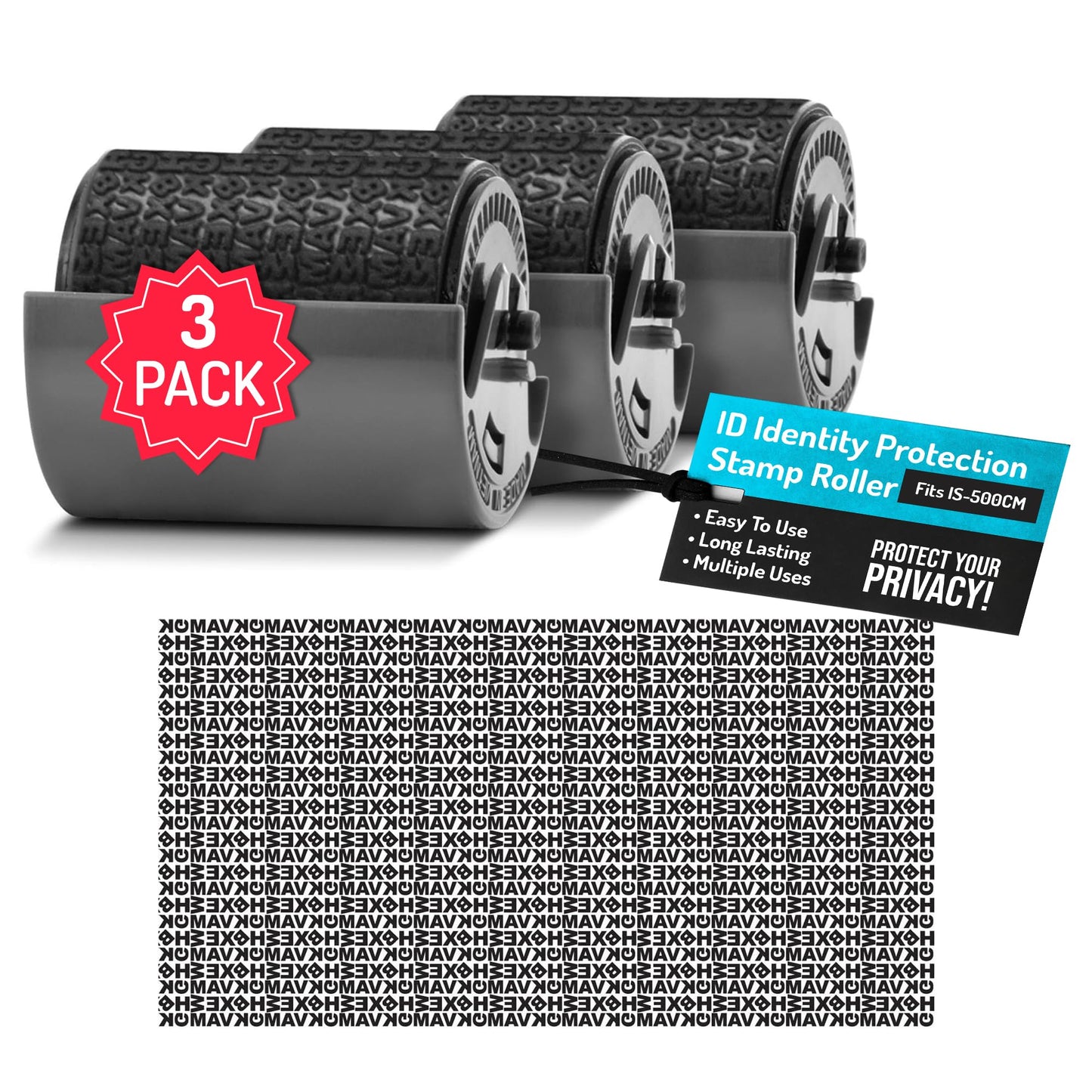 Guard Your ID Identity Protection Stamp Roller Refill (3-Pack), Fits IS-500CM
