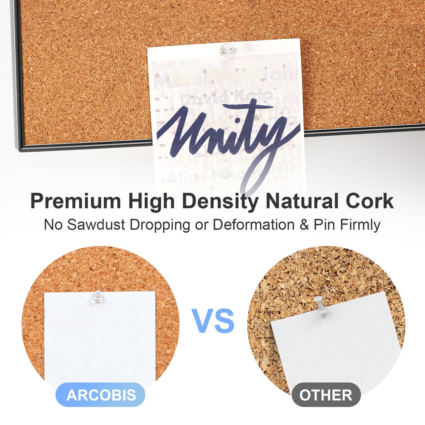 ARCOBIS Cork Board White Board Combo, 24 x 18 Inch Bulletin Board, Magnetic Dry Erase Board & Corkboard for Wall, Vision Board for Home, Office, School, Black Frame