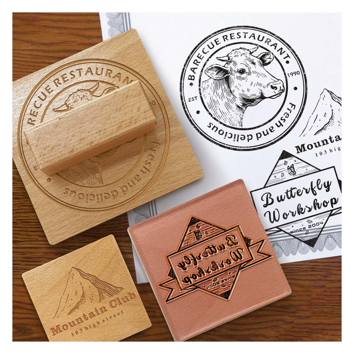 Custom Logo Stamp - Personalized Rubber Stamp - Multiple Size Options Available - Upload Your Logo (3"x3")