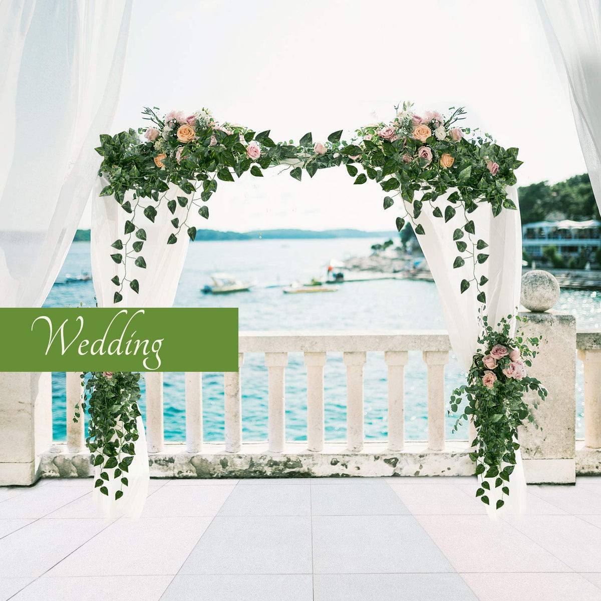 Yatim 78-Ft 12 Pack Silk Artificial Ivy Vines Leaf Garland Plants Hanging Wedding Garland Fake Foliage Flowers Home Kitchen Garden Office Wedding Wall Decor