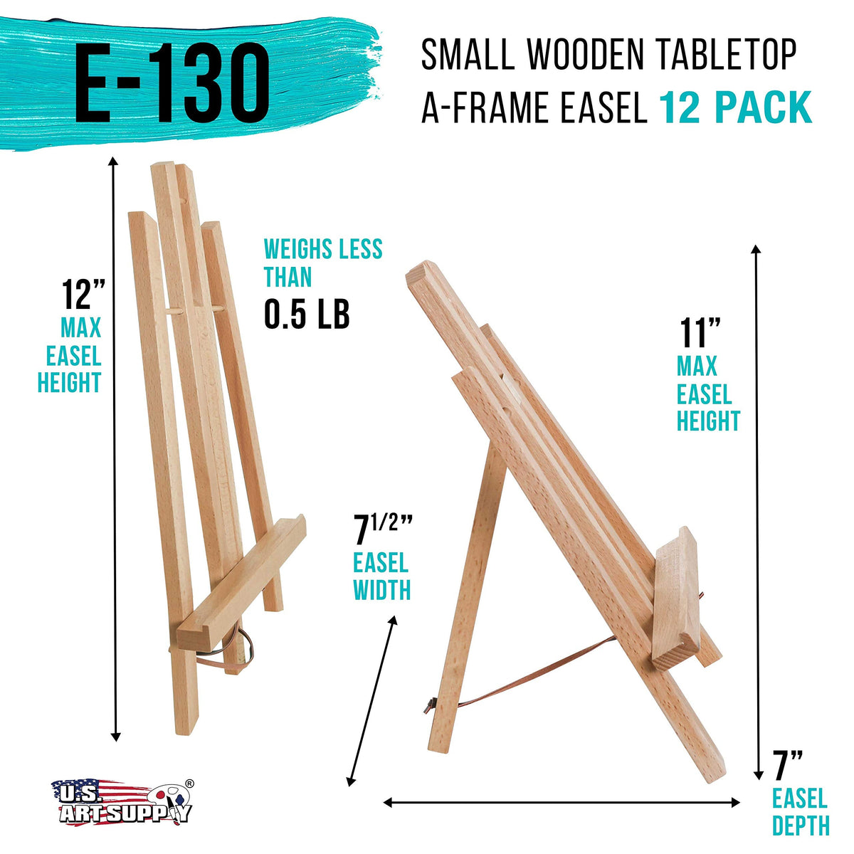 U.S. Art Supply 11" Small Tabletop Display Easel - Beechwood Artist A-Frame Display Stand, Wooden Easel for Painting, Canvas Stand, (Pack of 12) Classrooms Events Photo Picture Sign Holder