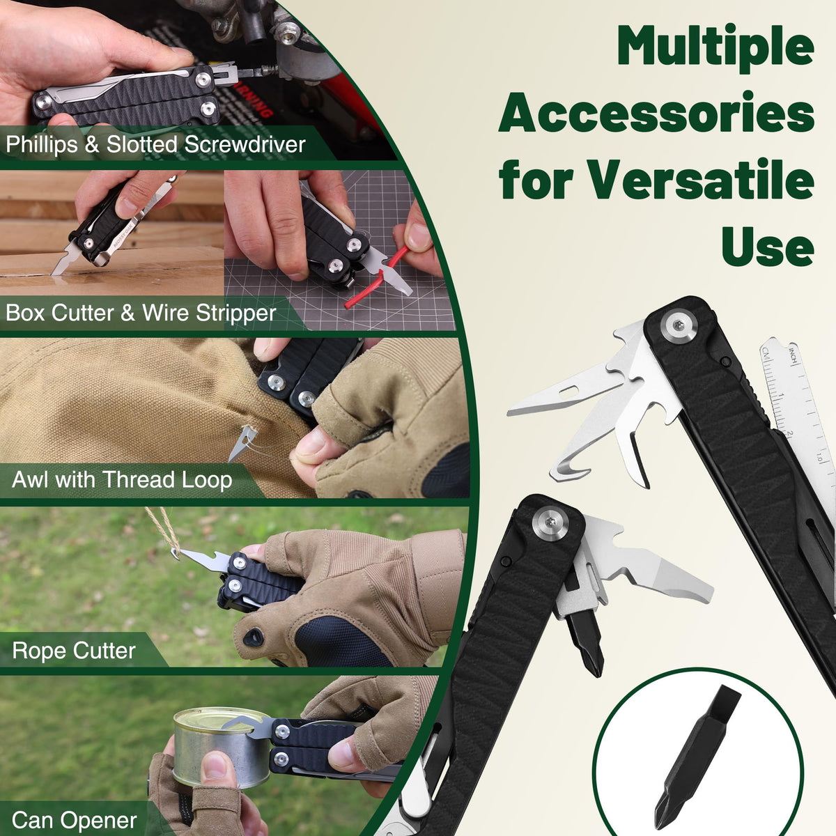 MOSSY OAK Multitool, 17-in-1 EDC Multi Tool with CNC-Machined Steel Pliers, G10 Anti-Slip Handle, Nylon Sheath & Belt Clip – Durable MultiTool for Camping, Hiking, Hunting, Survival, and Everyday Use