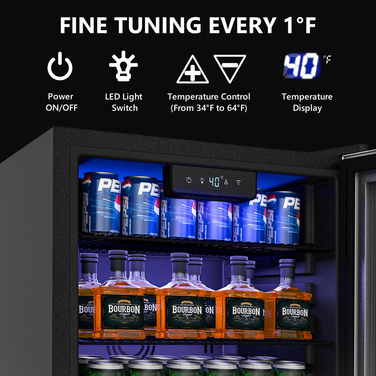 Icyglee Beverage Refrigerator Cooler - 126 Can Mini Fridge with Glass Door for Soda Beer or Wine, Beverage Cooler for Home, Office, Bar with Adjustable Removable Shelves, Silver