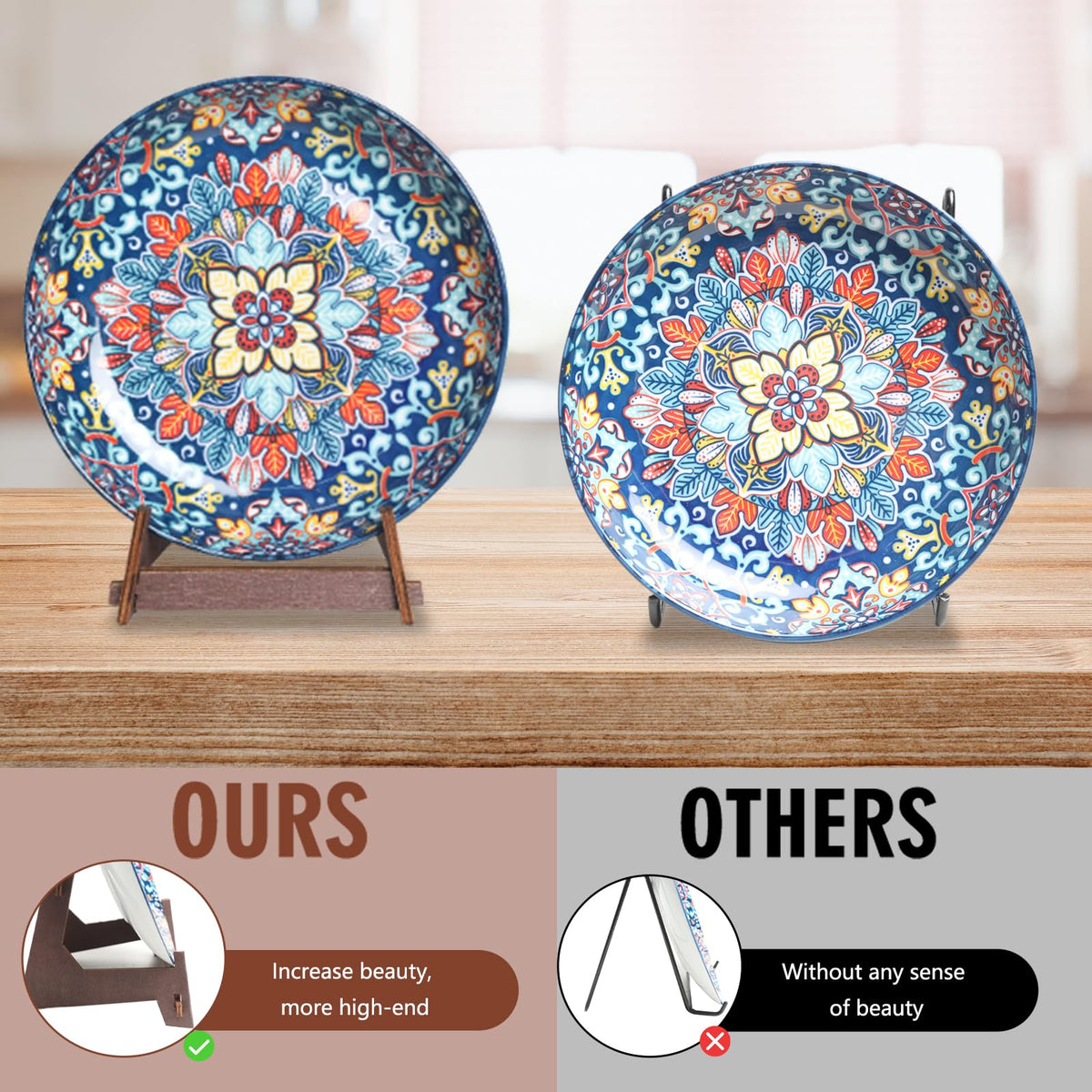 DMREFIT Plate Stands for Display,10 Inch wooden Plate Holder Display Stands,Frame holder stand for Book, Picture,plaque, Decorative Plate, Photo and Platter, Tabletop Art.(1 Pack )