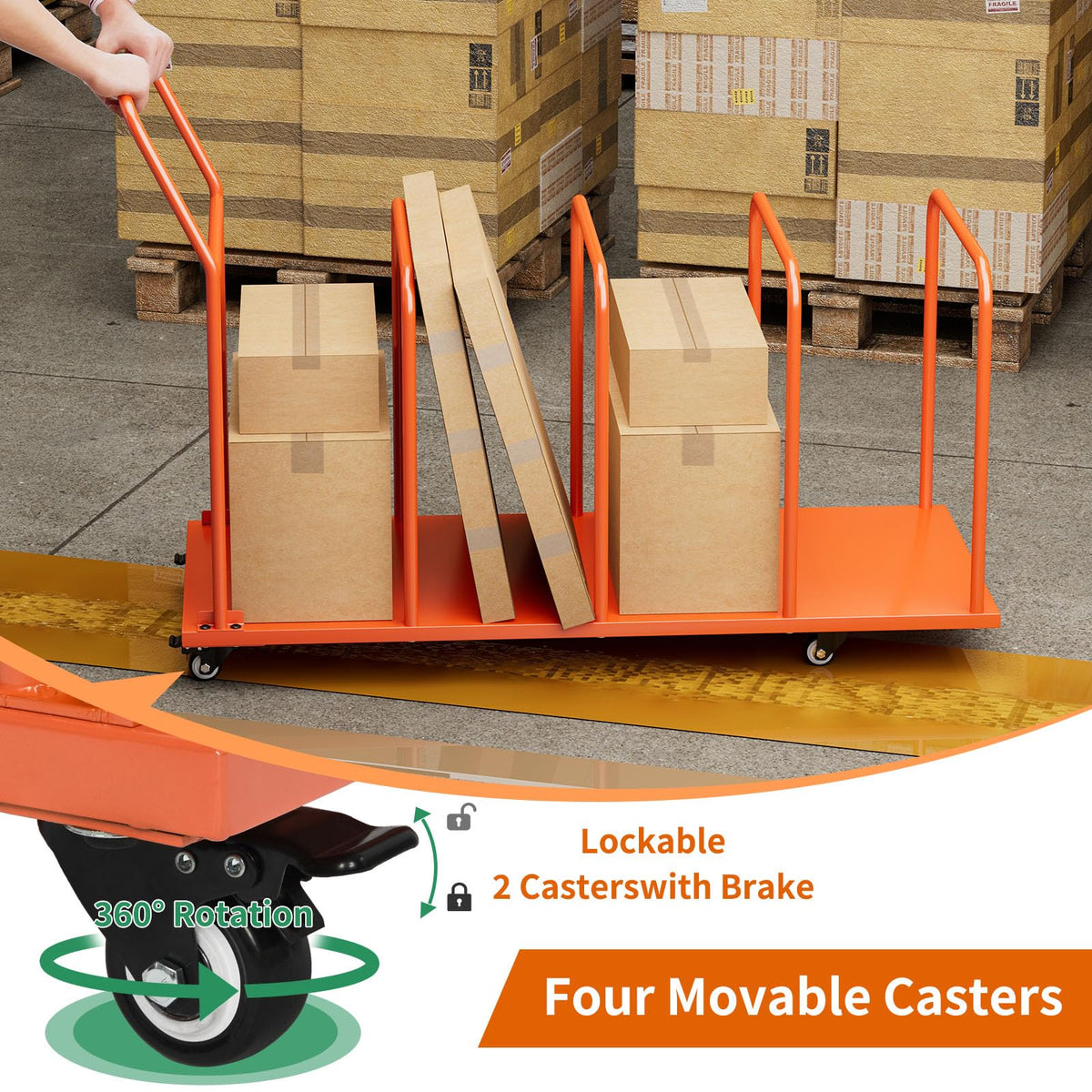 WYJREES Carton Storage Rack, Cardboard Box Organizer, 500LBS Carton Stands Cart, Heavy Duty Cardboard Boxes Storage Rack with Wheels, Carton Cart Stand for Warehouse