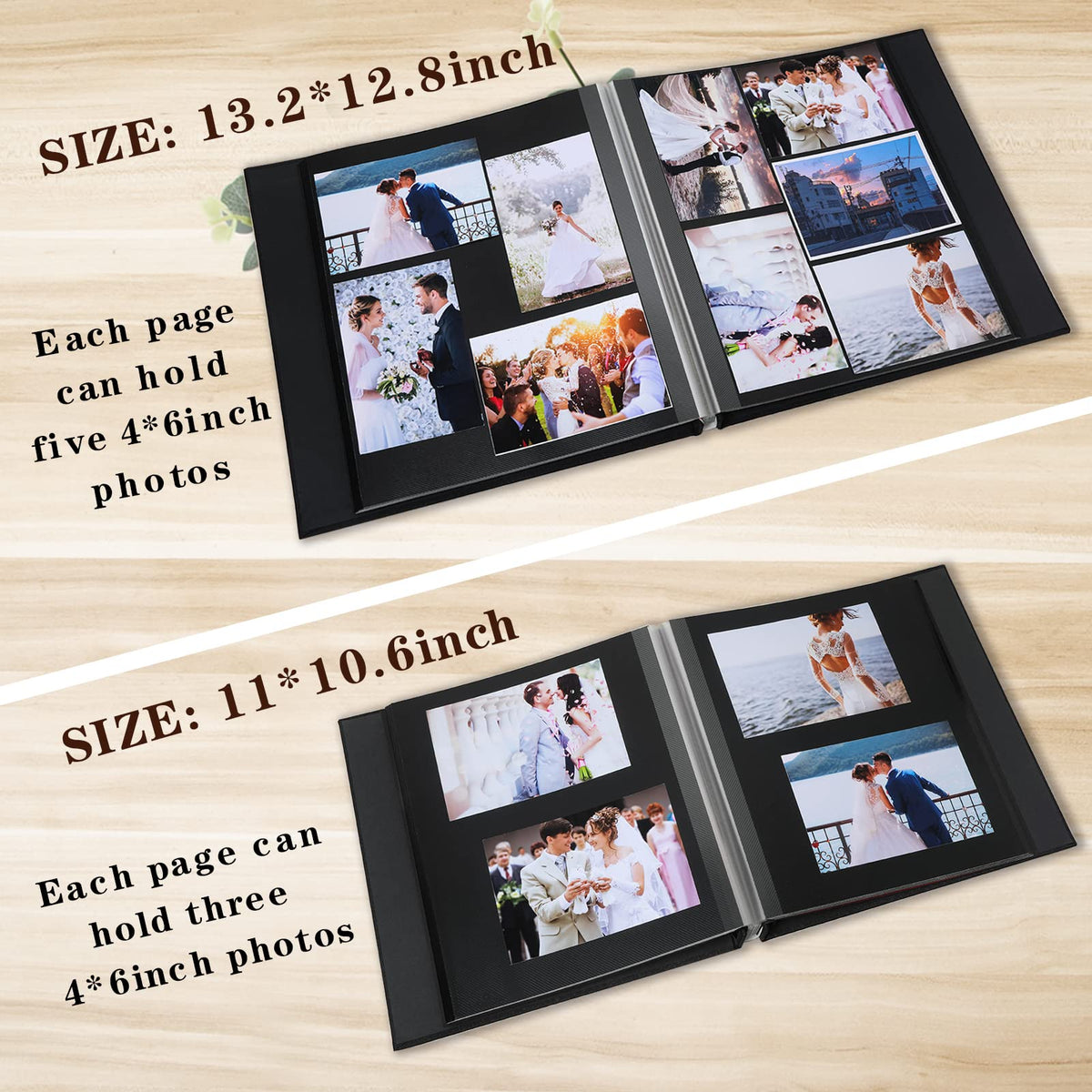 Spbapr Large Photo Album Self Adhesive Linen Cover Magnetic Scrapbook Album DIY Scrap Book 40 Black Sticky Pages for 3x5 4x6 5x7 8x10 Pictures with A Metal Pen