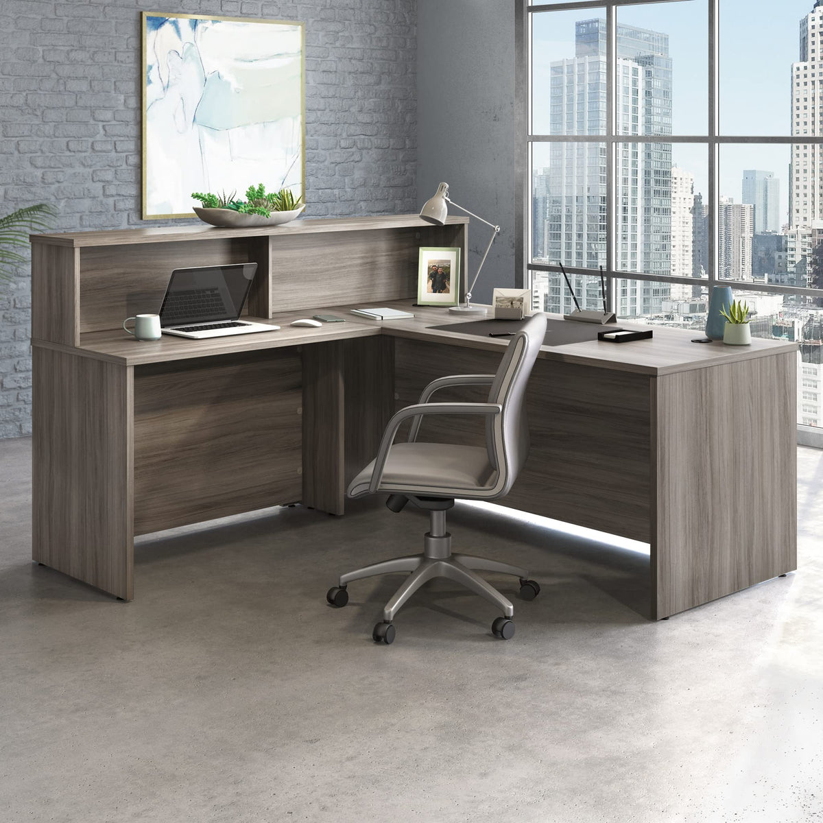 OfficeWorks by Sauder Affirm Reception Station, L: 70.87'' x W: 70.87'' x H: 13.58'', Hudson Elm