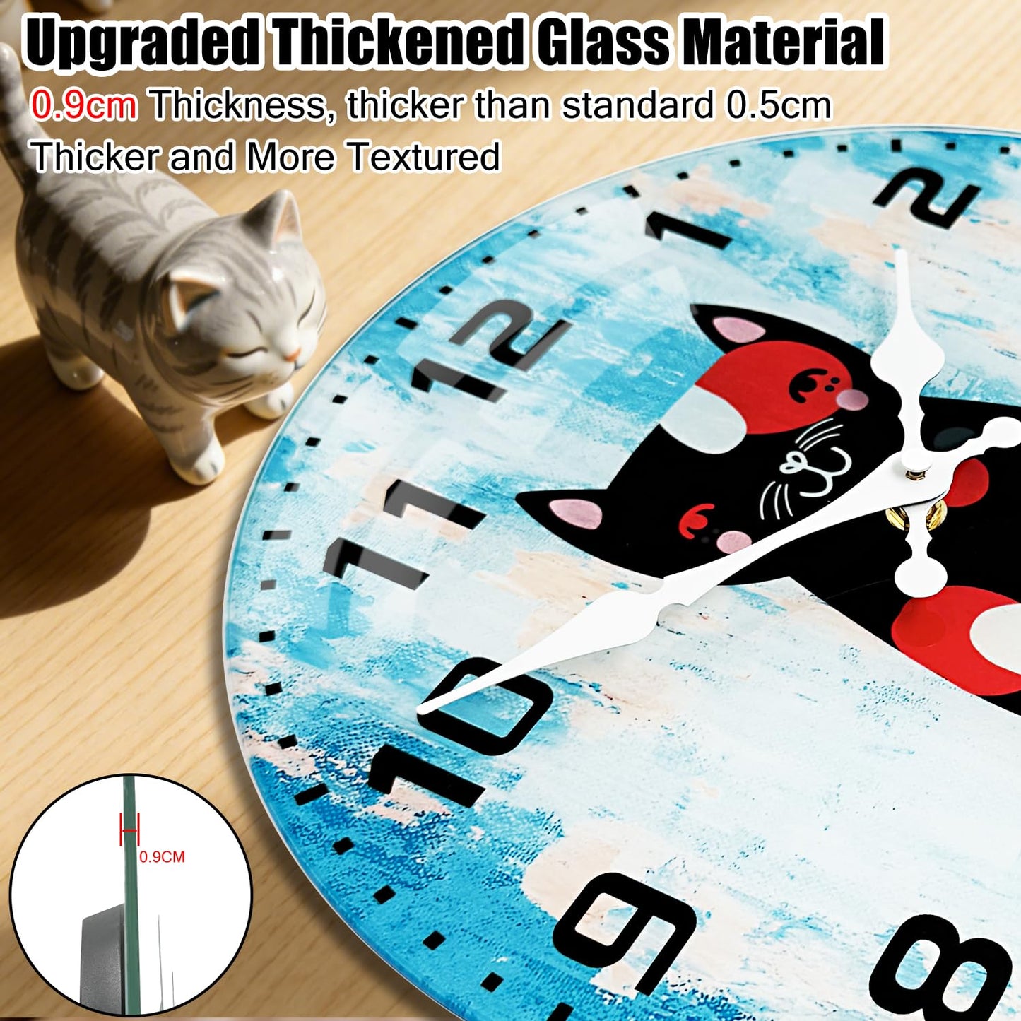 TGHHPC Silent Wall Clocks Battery Operated 10 Inch - Premium Glass Material Wall Clock, Unique Decorative Analog Clock with Large Numbers Non Ticking for Bedroom Living Room Office Kitchen Classroom