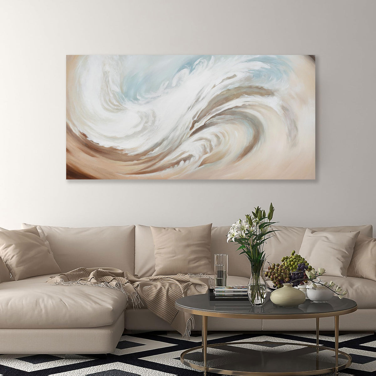 Abstract Wall Art Canvas Wall Paintings Modern Beige Wall Decor Aesthetic Room Decor Wall Art Framed Artwork for Living Room Bedroom Dining Room Home Office Decor 20"x40"