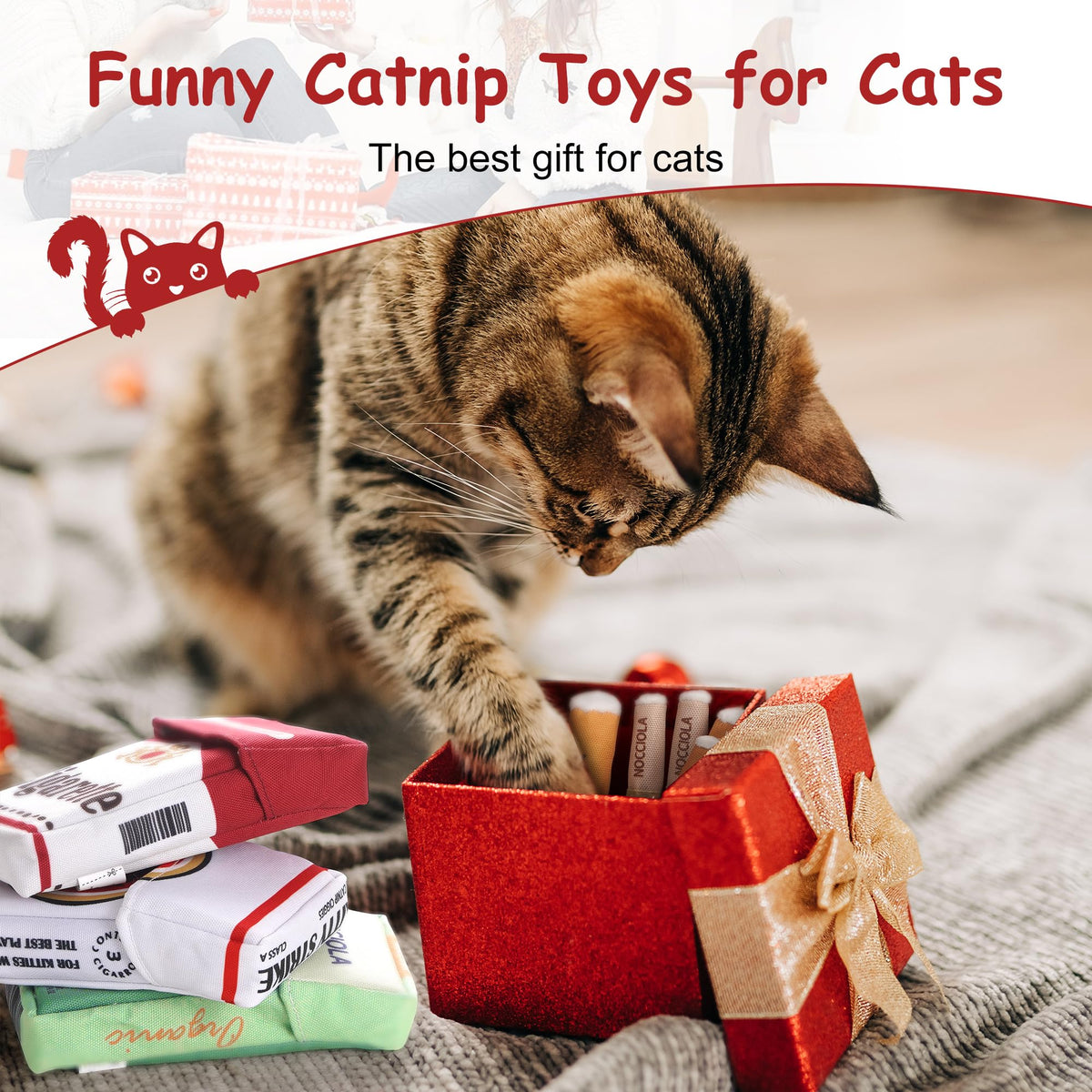 Nocciola 3 Pack Catnip Toys for Cats, Funny Cat Toys Filled with 100% Pure Organic Catnip, Safe Kitten Teething Chew and Kicker Toys, Stress Relieving Fun for Indoor Cats