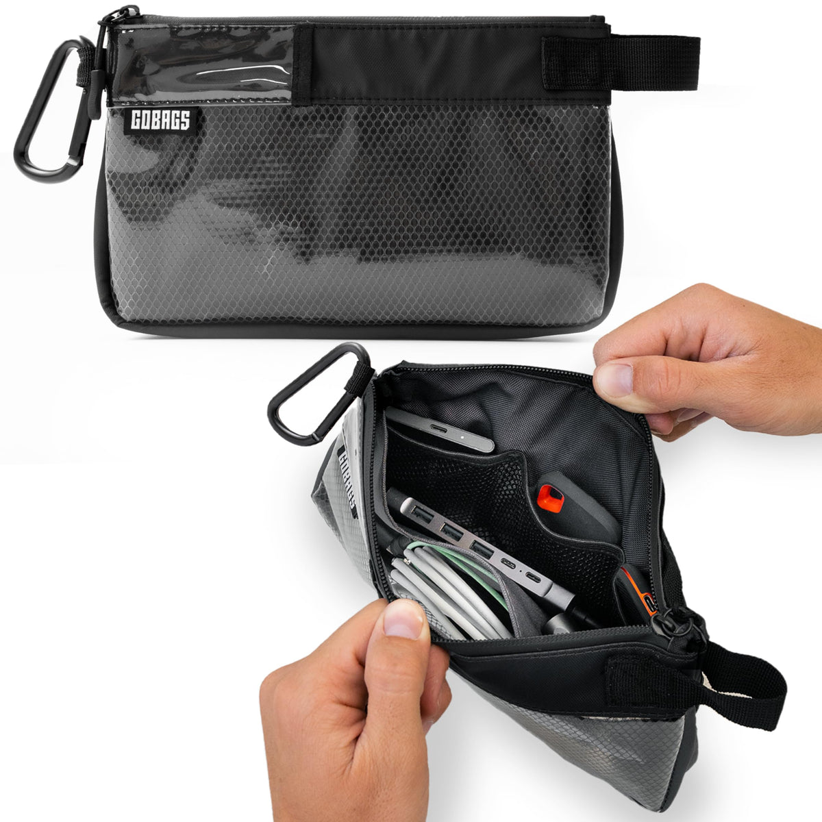 GOBAGS Production Zipper Bags - Electronics & Camera Accessories Bag - Cable organizer, Gear Accessory Pouch, Travel Camera Essentials (Small, Black)