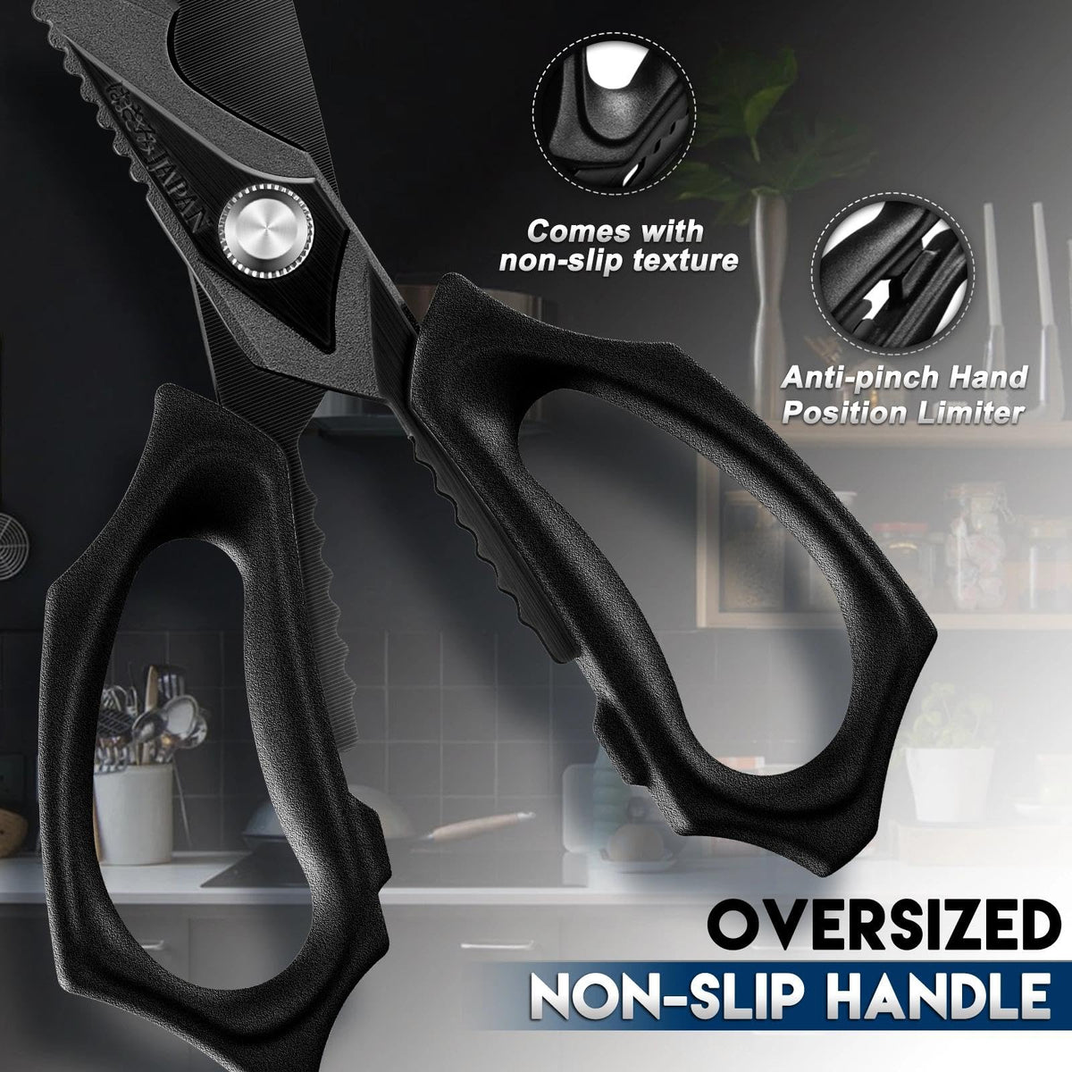 Purple Dragon Kitchen Scissors for Food - Stainless Steel Cooking Scissors All Purpose - Kitchen Shear Heavy Duty for Meat Cutting - Dishwasher Safe - Gifts for Mom - Black Sharp Blade