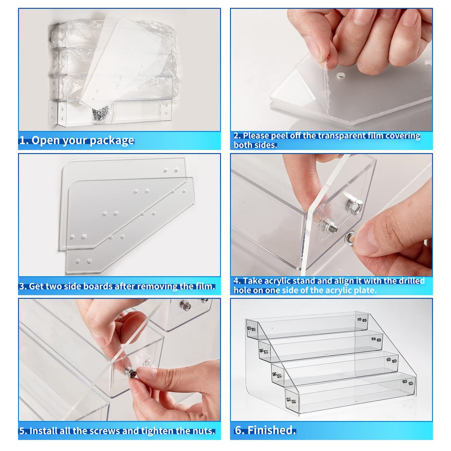 Kihor Acrylic Spice Rack, Tiered Spice Rack Shelf Seasoning Organizer for Countertop, Cabinet, Pantry, Kitchen Storage - 4 Tier