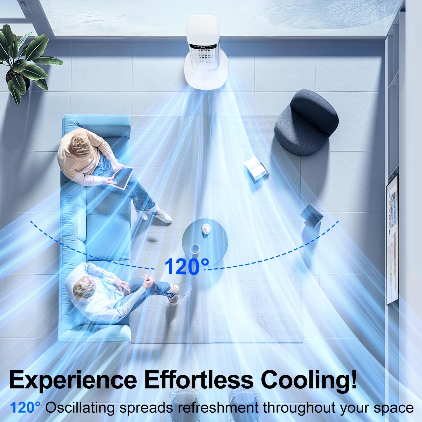 Uthfy 41" Portable Air Conditioners, 120° Oscillating Cooling Fans that Blow Cold Air with 24H Timer,4 Modes&3 Speeds,Dual Water Tank, 4 Ice Packs, Remote, Portable AC, 3 In 1 Swamp Cooler for Bedroom