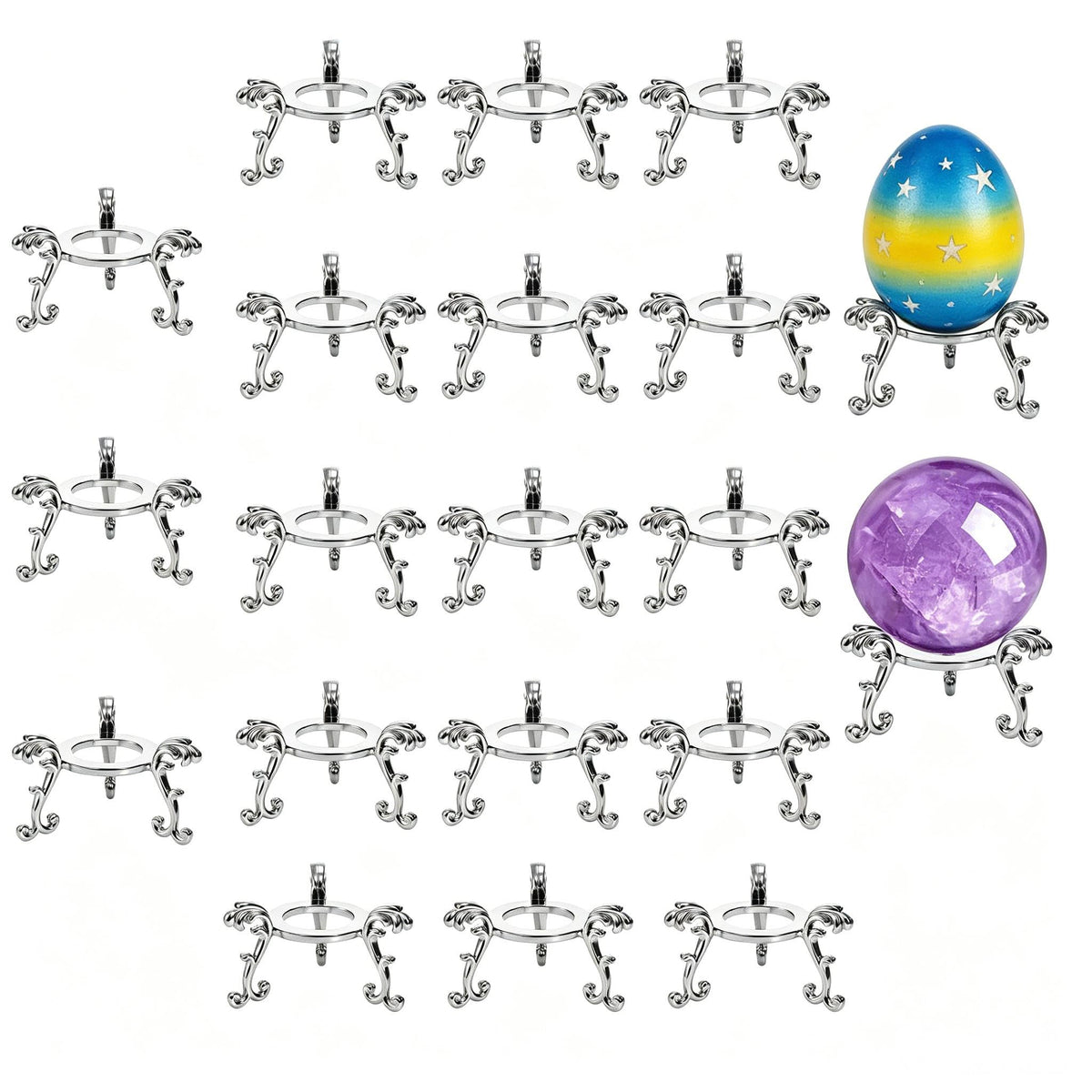 20pcs 2in Silver Crystal Ball Stand for Stones Crystals Amethyst Quartz