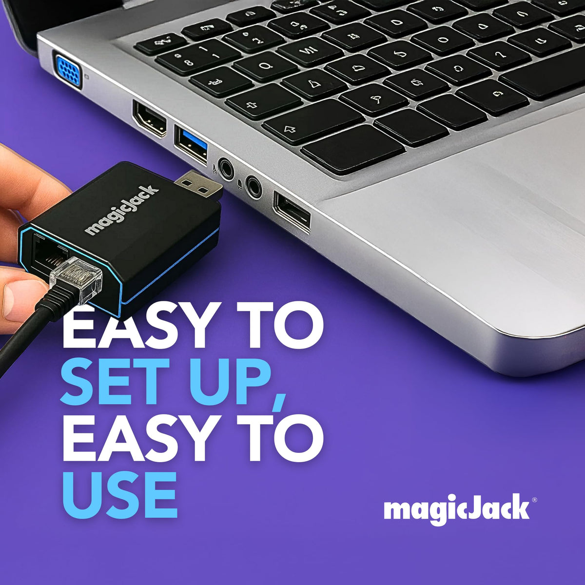 magicJack VOIP Phone Adapter - Unlimited Calls to US & Canada, No Monthly Bill, Portable Internet Phone with App, magicIN™ & magicOUT™ Service
