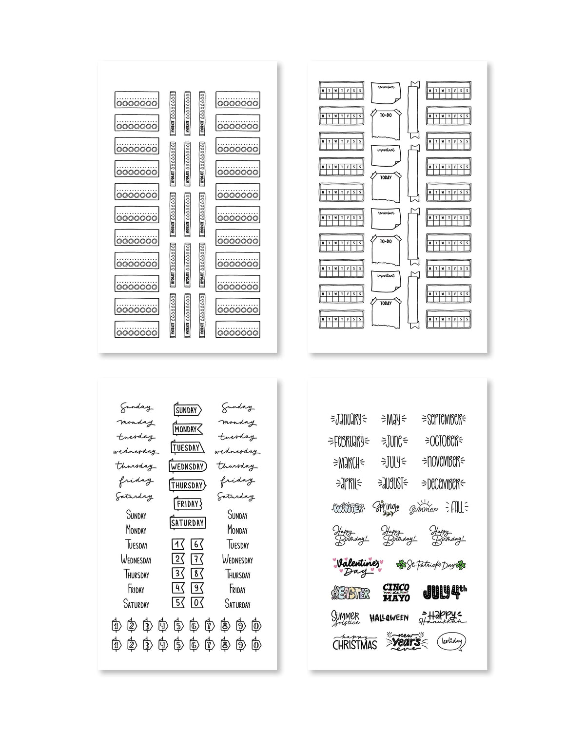 Rongrong Bullet Journal Sticker Book for Planners, Calendars, Journals and Projects – Premium Quality Hand Drawn Perfect for Adding Flair to Your Bullet Journal – Scrapbook Accessories – 24 Pages