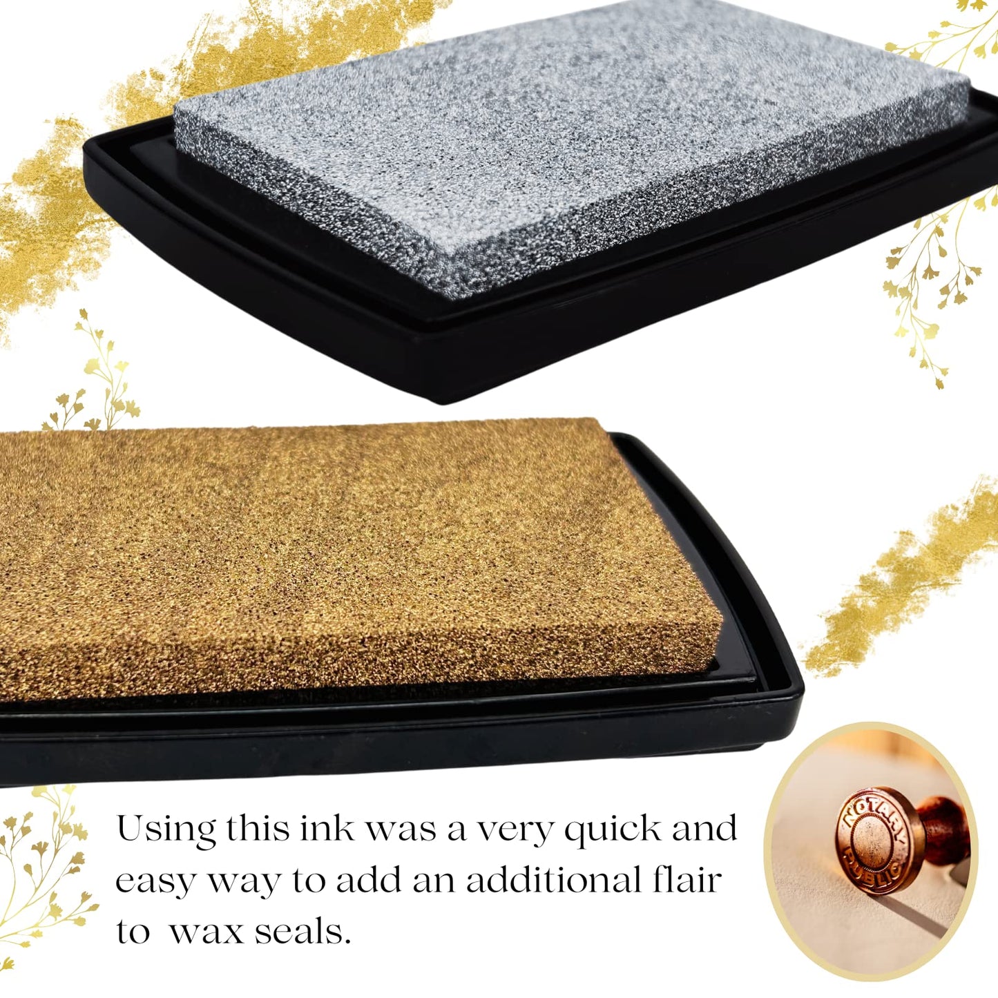 Stamp Pad, Ink Pads for Rubber Stamps, Wedding Card, Wedding Invitation, Stamps for Crafts, Scrapbooking Supplies, Card Making, Embossing Ink, Permanent Ink Pads, Non Toxic, Safe (Gold Ink Pad)