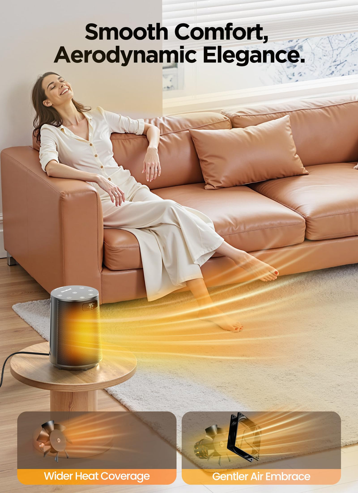 GiveBest Space Heater, Electric Portable Heaters for Indoor Use with Thermostat and Remote, 70°Oscillation, Digital Display, 12H Timer, 1500W PTC Ceramic Fast Safety Heat for Office Bedroom Home, Grey