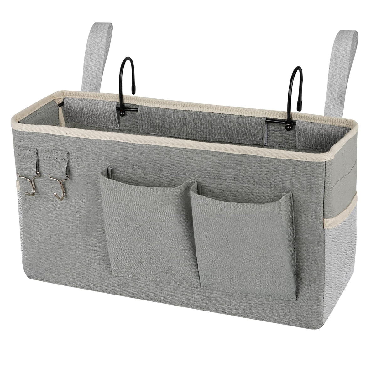 Ozzptuu Bedside Storage Caddy/Bedside Hanging Storage Bag for Headboards Bunk Beds Dorm Rooms Book Phone Magazine Holder (Grey)