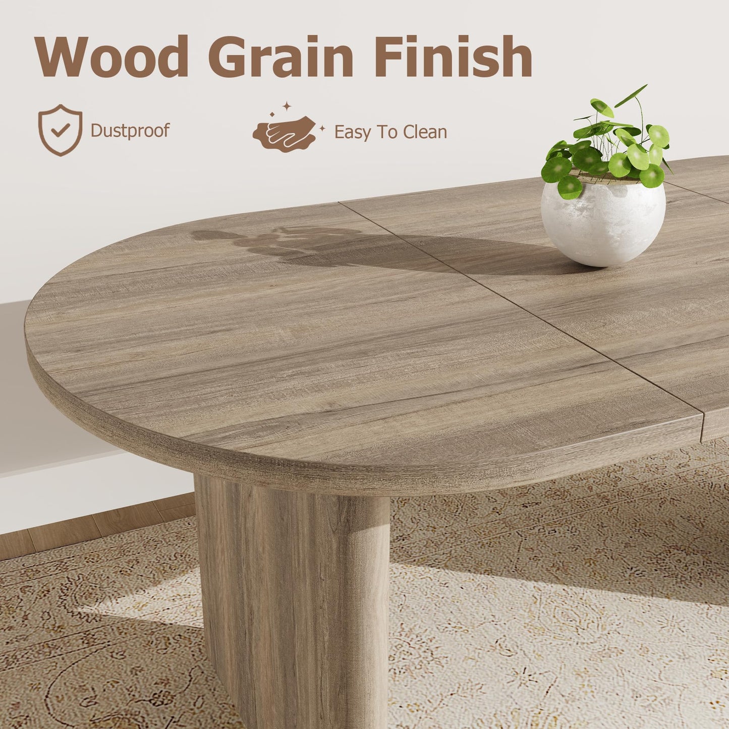 Garvee Oval Executive Desk, Large Computer Office Desk Workstation, Farmhouse Wooden Laptop Desk Study Writing Table Business Furniture for Home Office
