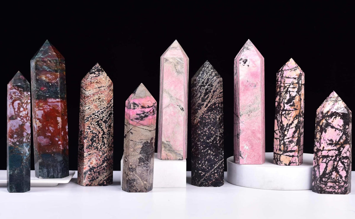 Ocean Jasper Stone Tower Obelisk Healing Crystal Wand Large Reiki Meditation Stone Gifts 2.2-2.8 LBS