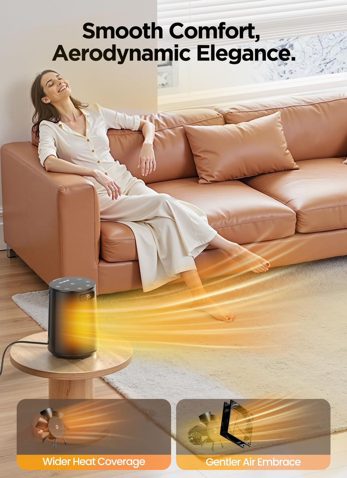 GiveBest Space Heater, Electric Portable Heaters for Indoor Use with Thermostat and Remote, 70°Oscillation, Digital Display, 12H Timer, 1500W PTC Ceramic Fast Safety Heat for Office Bedroom Home Desk