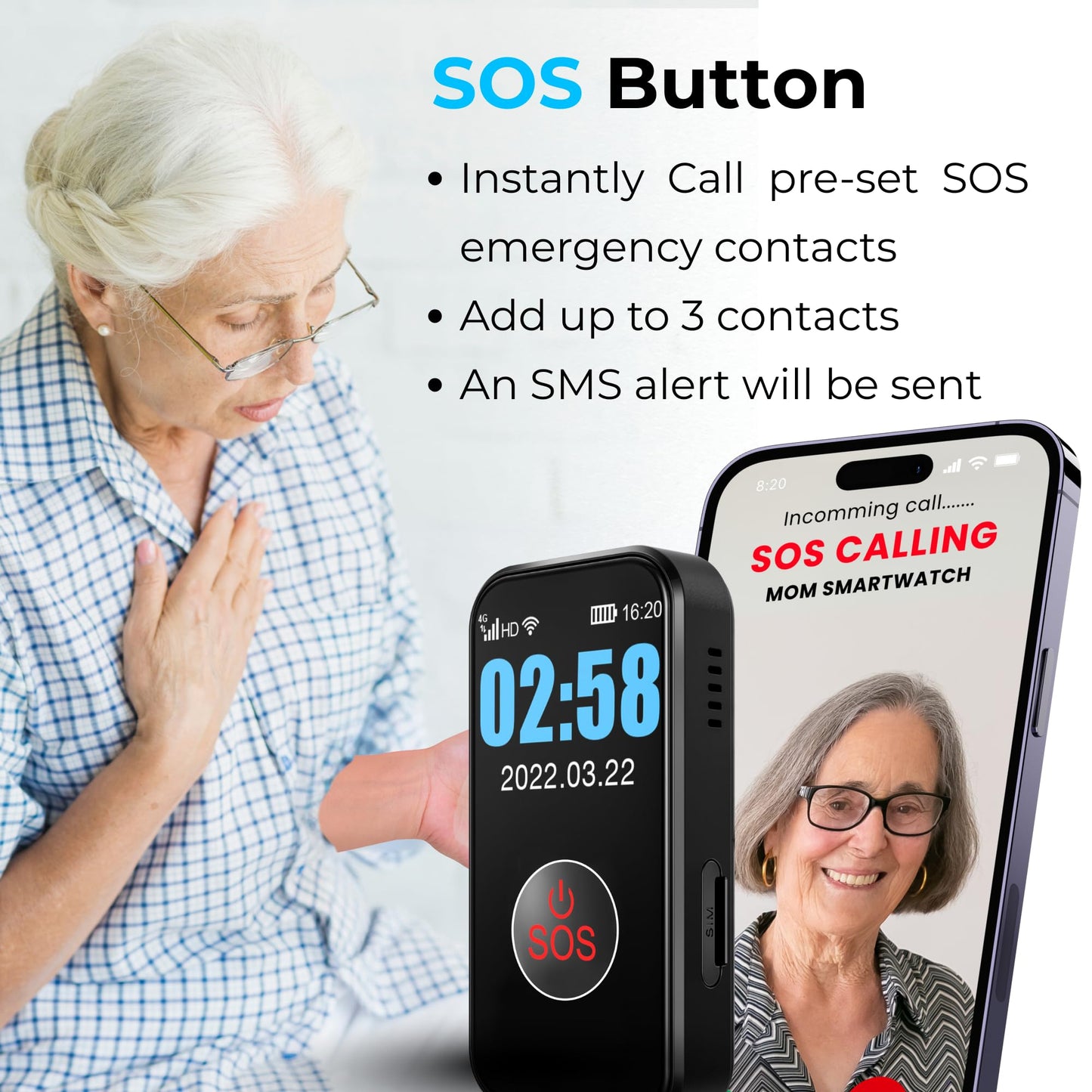 SecuLife New 2026 Fall Alert Device, Medical Alert Pendant with for Seniors, SOS Call, GPS Tracking – Wearable Emergency Necklace for Elderly, Waterproof, 2-Way Calling, Panic Button