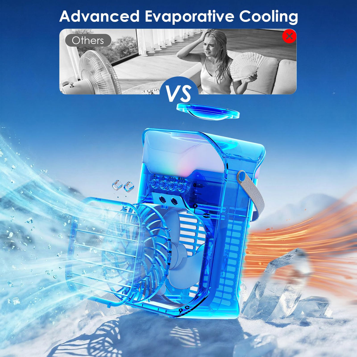 Portable Air Conditioners, Air Conditioner, Dual Nozzle AC Unit with Remote Control, 1600ML Tank, 3 Speeds, Timer & 70° Adjustable Airflow, Evaporative Mini Air Conditioner for Bedroom, Office Camping